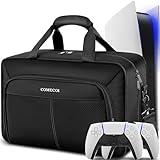 COMECOI Carrying Case for PS5, Travel Case for PS 5 Protective, Large Capacity Storage Bag Compatible with Playstation 5 Disk/ Digital Edition Console, Controllers, Game Cards, Accessories, Dark Black