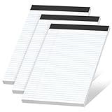 White Legal Pads 8.5 x 11 Narrow Ruled, 3 Pack Notepads College Ruled Pads of Paper With Sturdy Back 37 Lines 70 GSM Paper, Writing Note Pads 30 Sheets Per Writing Pad for Taking Notes, Reminders