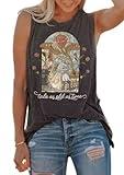 Wildflower Tank Top Women Funny Bohe Graphic Sleeveless Shirt Summer Letter Print Casual Vintage Tank (X-Large, Dark Gray5)