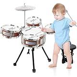 Kids Drum Set, 8 PCS Drum Set for Toddlers 1-3, Kids Jazz Drums Ages 5-7 Musical Instruments Toys for Beginner Boys Girls Gifts -Red