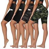 Sundwudu 4 Pack Biker Shorts for Women - 8"/5" High Waist Tummy Control Summer Workout Shorts for Running Yoga Athletic