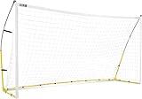 SKLZ Quickster Soccer Goal 12' x 6' - Portable Goal for Backyard & Field - Durable Tension-Tite Frame & Heavy Gauge 2-Ply Net - Adjustable Click-Lock Poles, Metal Stakes - Carrying Case with Handle