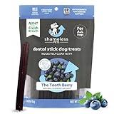 Shameless Pets Dental Treats for Dogs, The Tooth Berry - Healthy Dental Sticks with Immune Support for Teeth Cleaning & Fresh Breath - Dog Bones Dental Chews Free from Grain, Corn & Soy