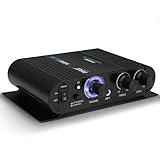 Pyle Wireless Bluetooth Home Audio Amplifier - 90W Dual Channel Mini Portable Power Stereo Sound Receiver w/ Speaker Selector, RCA, AUX, LED, 12V Adapter - For Smartphone PA, Studio Use - PFA330BT