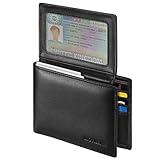 Sigtrenx Leather Wallets for Men, Genuine Leather Mens Wallets Bifold, Rfid Blocking Mens Wallet with 2 ID Windows (Black)