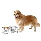 Elevated Dog and Cat Bowls - Decorative 6.5-Inch-Tall Raised Stand with 2 Stainless-Steel Food and Water Bowls - Hold 40oz Each by PETMAKER (Black)