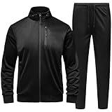 GYMELITE Men's Athletic Full Zip Tracksuit Set Fashion Workout Sweatsuit Track Long Sleeve Jackets and Pants 2 Piece Outfit(BK L)