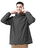 CAMELSPORTS Men Waterproof Softshell Jacket Windbreaker Hooded lightweight Rain Coat for Outdoor Hiking Grey Xl