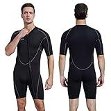 Seaskin Mens 3mm Shorty Wetsuit, Full Body Diving Suit Front Zip Wetsuit for Diving Snorkeling Surfing Swimming