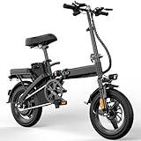 Folding Electric Bike for Adults and Teens, 14" Foldable E-Bike with 500W Motor, Commuter Mini Ebike with 48V Removable Battery UL 2849 Certified, Electric Bicycle with 25 Miles PAS Range (Black)