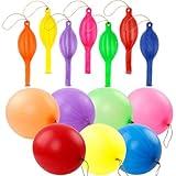 RUBFAC 36 Punch Balloons Punching Balloon Heavy Duty Party Favors For Kids, Bouncy Balls with Rubber Band Handle for Birthday Party, Goodie Bag, Stocking Stuffers for Kids