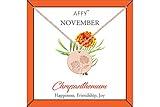 AFFY November Birth Month Chrysanthemum Flower Disc Pendant Necklace In Rose Gold Plated Jewelry Womens 18" Chain