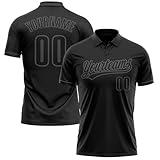 Custom Polo Bowling Shirts Jerseys Two Button Personalized Black Dark Grey Golf T-Shirts Polyester Customize Tennis Shirts Stitched Name Number Logo for Men Women Youth Sports Fans