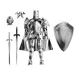 Osmanthus bloom Medieval Action Figures,Knight Armor Action Figure,Multi-Jointed Movable Robot Mannequin T13,Dummy 13 Action Figure(Assembly Required) (B-Silver)