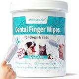 MEDUWEDU Dental Care Finger Wipes 60 Counts,Teeth Cleaning Finger Wipes for Dogs & Cats,Reduces Plaque & Supports Oral Freshness, Coconut Scent