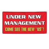 Vinyl Banner Multiple Sizes Under New Management come See The Us Business Banners Outdoor Weatherproof Industrial Yard Signs Red 4 Grommets 24x48Inches