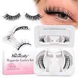 Magnetic Eyelashes Reusable Magnetic Lashes Kit with Lash Applicator C Curl Wispy False Lashes No Glue Needed Eyelashes with Magnets Natural Look 28MM by Newcally