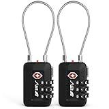 TSA Accepted Luggage Travel Lock, Set-Your-Own Combination Lock for School Gym Locker, Luggage Suitcase Baggage Locks, Filing Cabinets, Toolbox, Case (Black, 2 Pack)