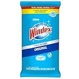 Windex Wipes Glass Cleaning Ammonia Free, Pre-Moistened Glass and Surface Wipes to Clean Home Surfaces, Crystal Rain Fresh Scent, 38 Count