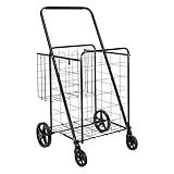 Amazon Basics Foldable Shopping Utility Cart with 360-Degree Wheels, X-Large, Black