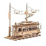 RoWood 3D Puzzles for Adults,Car Model Kit, 3D Wooden Puzzle Mechanical Tram Model,Wood Building Kit, Assembly Time 5H,Unique Gifts for Teens&Adults