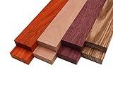 Barrington Hardwoods Imported Exotic Hardwood Variety Pack - Zebrawood, Purpleheart, Padauk, Okoume - 3/4 in x 2 in (8 Pcs) (3/4" x 2" x 18")