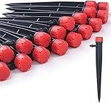 La Farah 50pcs Drip Emitters for 1/4" Drip Irrigation Tubing, Adjustable 360 Degree Water Flow Drippers on 5" Arrow Stake, Garden Irrigation Drippers for (4-7mm) Watering System