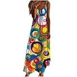 Ceboyel Women Floral Spaghetti Strap Sundress Casual Summer Long Maxi Dress Vneck Sexy Boho Dresses Trendy Beach Clothes 2024 Womens Spring Dress Multicolor M