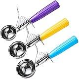 HOMURE H Ice Cream Scoop Set, 3 PCS Cookie Scoops, Disher, Muffin Scoops, Cupcake Scoop - #16 (2.7 oz), #20 (2 oz), #30 (1.25 oz), For Cookie, Ice Cream, Muffin, Side Dish, Mashed Potatoes