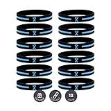 Inkstone Light Blue Awareness Ribbon Silicone Bracelets (12-pack) - Wholesale Pack of 1 Dozen Unisex Wristbands for Unisex Adults