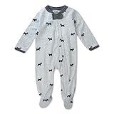 HonestBaby Sleep and Play Footed Pajamas One-Piece Sleeper Jumpsuit Zip-front PJs Organic Cotton for Baby Boys, Unisex, Grey Scotty Dog, 3-6 Months