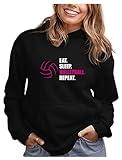 Tstars Eat Sleep Volleyball Hoodie for Women Teen Girls Gifts for Coaches Fans Players Sweatshirt Hoodies Medium Black