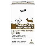 Elanco Tapeworm Dewormer (praziquantel tablets) for Cats and Kittens 6 Weeks and Older, 3-count