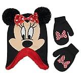 Disney girls Disney Toddler Hat, Kids Gloves Toddlers Mittens,minnie Mouse Baby Beanie for Boy Girl ag Winter Accessory Set, Red, 2-4T US