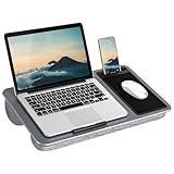 LAPGEAR Home Office Lap Desk with Device Ledge, Mouse Pad, and Phone Holder - Silver Carbon - Fits up to 15.6 Inch Laptops - Style No. 91585