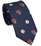 ZENXUS Baseball Tie for Men, Sports and Games Jacquard Designer Necktie, Navy Tie
