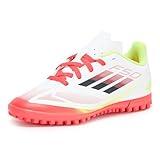 adidas F50 Club Turf Sneaker, White/Black/Solar Yellow, 1 US Unisex Little Kid
