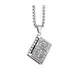 Holy Bible Book Pendant Necklace Openable Prayer Bible Verse Religious Christian Necklace for Men and Women