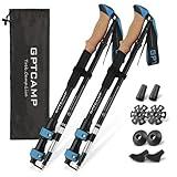GPTCAMP Walking Sticks,Trekking Poles Collapsible Hiking Poles,Lightweight Folding Travel Walking Pole for Men Women,2pc Adjustable Hiking Stick with EVA Foam Grips for Backpacking,Blue