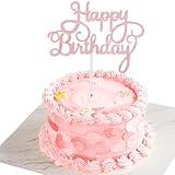 CIATBYYJ Happy Birthday Cake Toppers, Glitter, Rose Gold, 1 Count, Non-Edible, Perfect for Birthday Celebrations