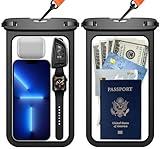 Temdan 2 Pcs Waterproof Phone Pouch, [Up to 10" Large] Universal IPX8 Waterproof Cell Phone Case Dry Bag with Lanyard for iPhone 16 Pro Max/15/14/13/12/11,Galaxy S24 Ultra/S23/S22 for Vacation -Black