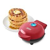 DASH Mini Waffle Maker - 4” Waffle Mold, Nonstick Waffle Iron with Quick Heat-Up, Nonstick Surface - Perfect Mini Waffle Maker for Kids and Families, Just Add Batter (Red)