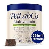 PetLab Co. 22 in 1 Dog Multivitamin - Support Dog's Immune Response, Skin, Coat, Joints & Overall Health - Vitamins A, E, D, B12, Minerals, Antioxidants - Chewable Pork Flavor