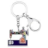 BONSNY Enamel Metal Novelty Sewing Machine Key Chains For Women Girl Gift Car Purse bag Rings Charms (Purple)