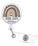 Mental Health Matters Badge Reels Holder Retractable with ID Clip for Nurse Name Tag Card Rainbow Human Brain Illness Awareness Nursing Doctor Teacher Student Medical Work Alligator Clip