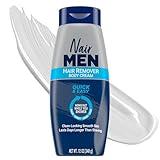 Nair Men Hair Remover Body Cream, Quick and Easy Body Hair Removal Cream for Men, Aloe and Lanolin, Dermatologist Tested, 12 Oz