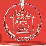 2025 New Home Ornament, House Warming Gifts New Home -2025 Housewarming Gifts for New House, Housewarming Gift Ideas for Women, Glass Christmas New Home Ornament New Home Owners Gift Ideas﻿(New House)