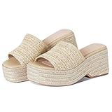 EQAUDES Platform Slip on Espadrille Sandals for Women Wedges Slides Bohemia Sandals Flatform Open Toe Beach Sandals