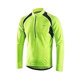ARSUXEO Men's Half Zipper Cycling Jerseys Long Sleeves MTB Bike Shirts 6031 Green Size Large