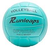 Runleaps Volleyball, Waterproof Indoor Outdoor Volleyball for Beach Game Gym Training (Official Size 5, Blue)